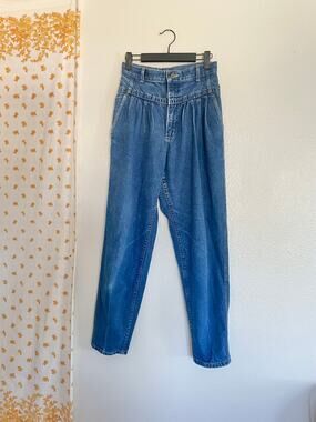 Vintage Lee Western Pleated High Rise Denim Jeans 25 Waist